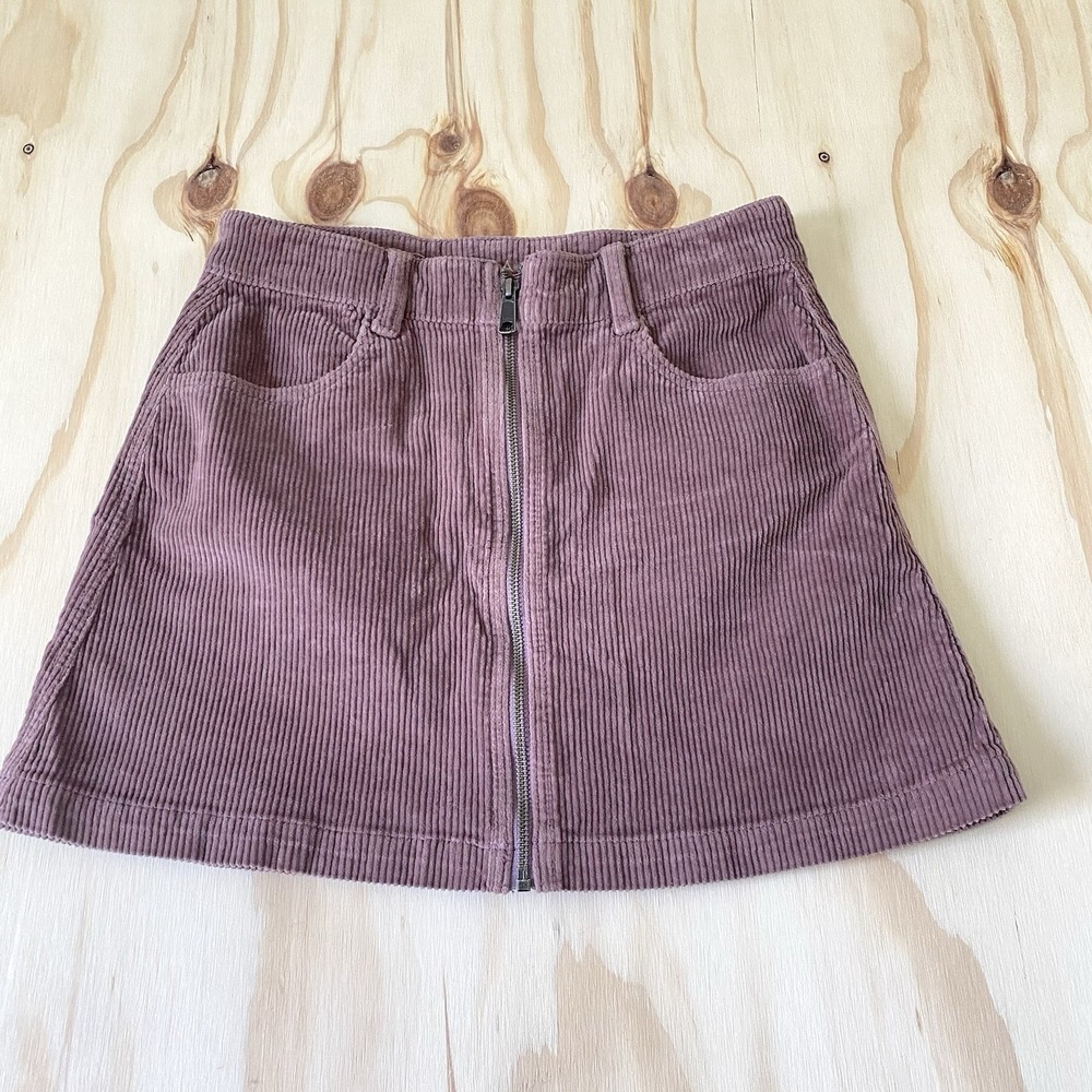 American Eagle Skirt Womens 4 Pink A Line Super Hi Rise Corduroy Full Zip Flare